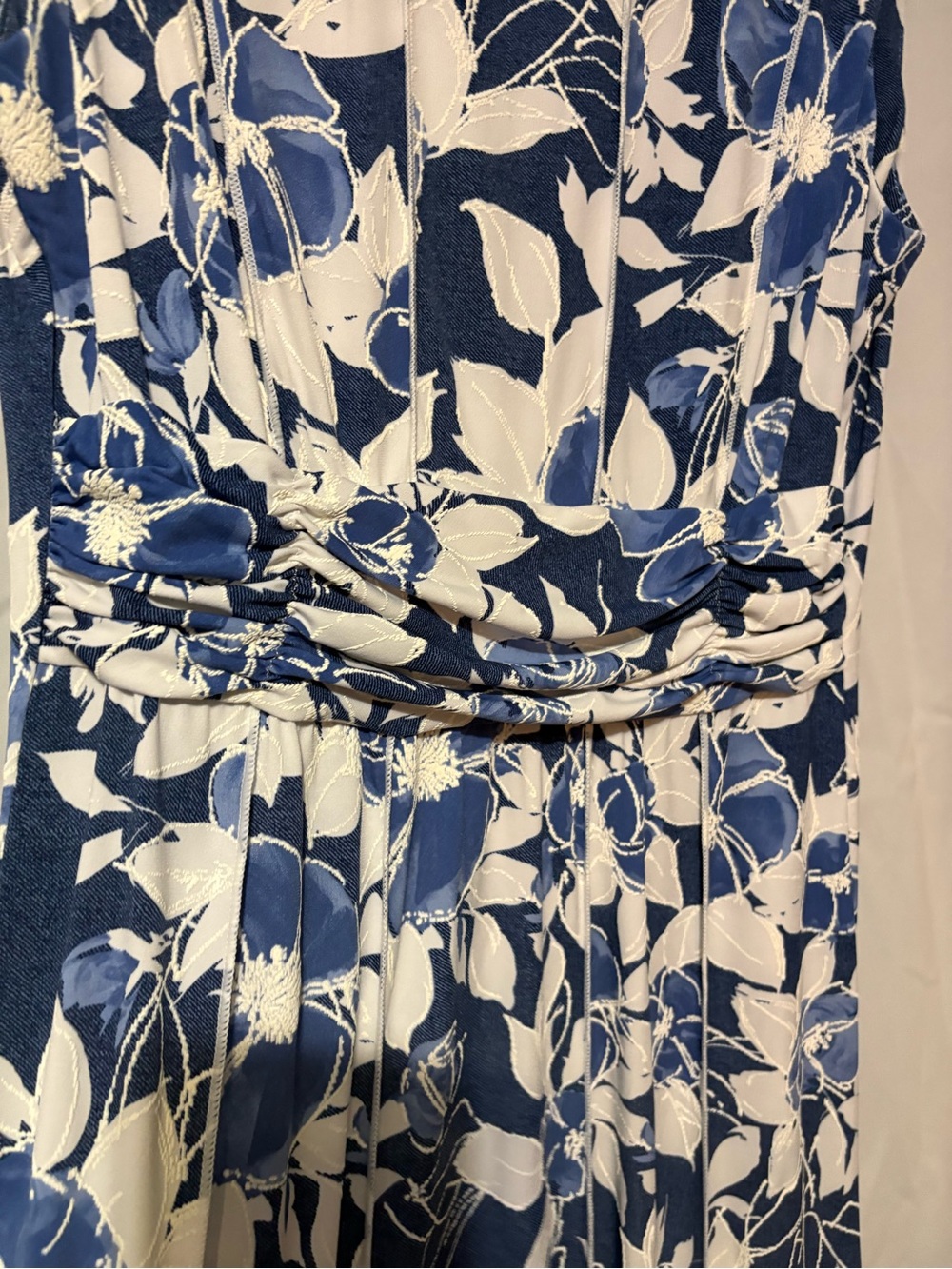 Perceptions Blue and White Floral Sleeveless Midi Dress p2p19 ↕️48 #2077 - Picture 3 of 8